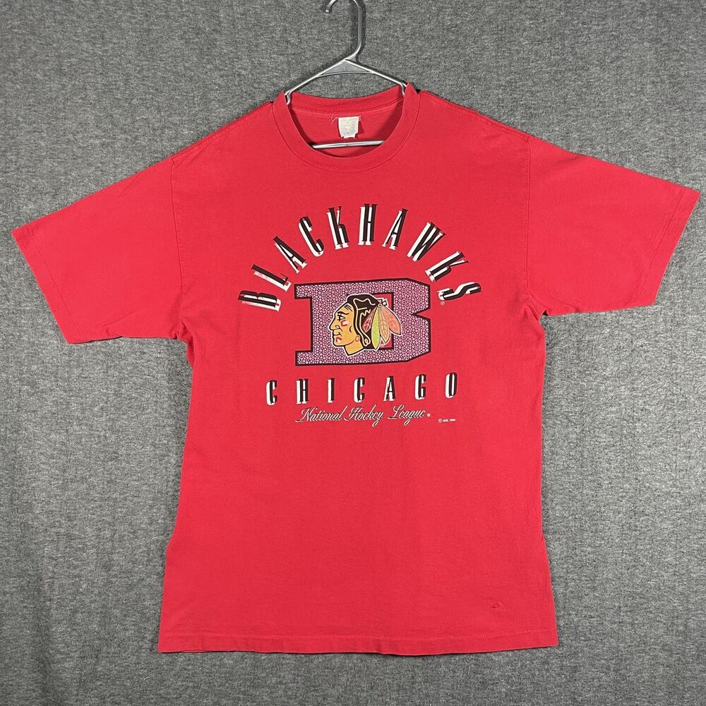 Vintage Chicago Blackhawks Shirt Mens XL Red NHL Hockey Graphic Tee 90s